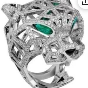 Cartier Panther White Gold Vermeil ring Sz 9